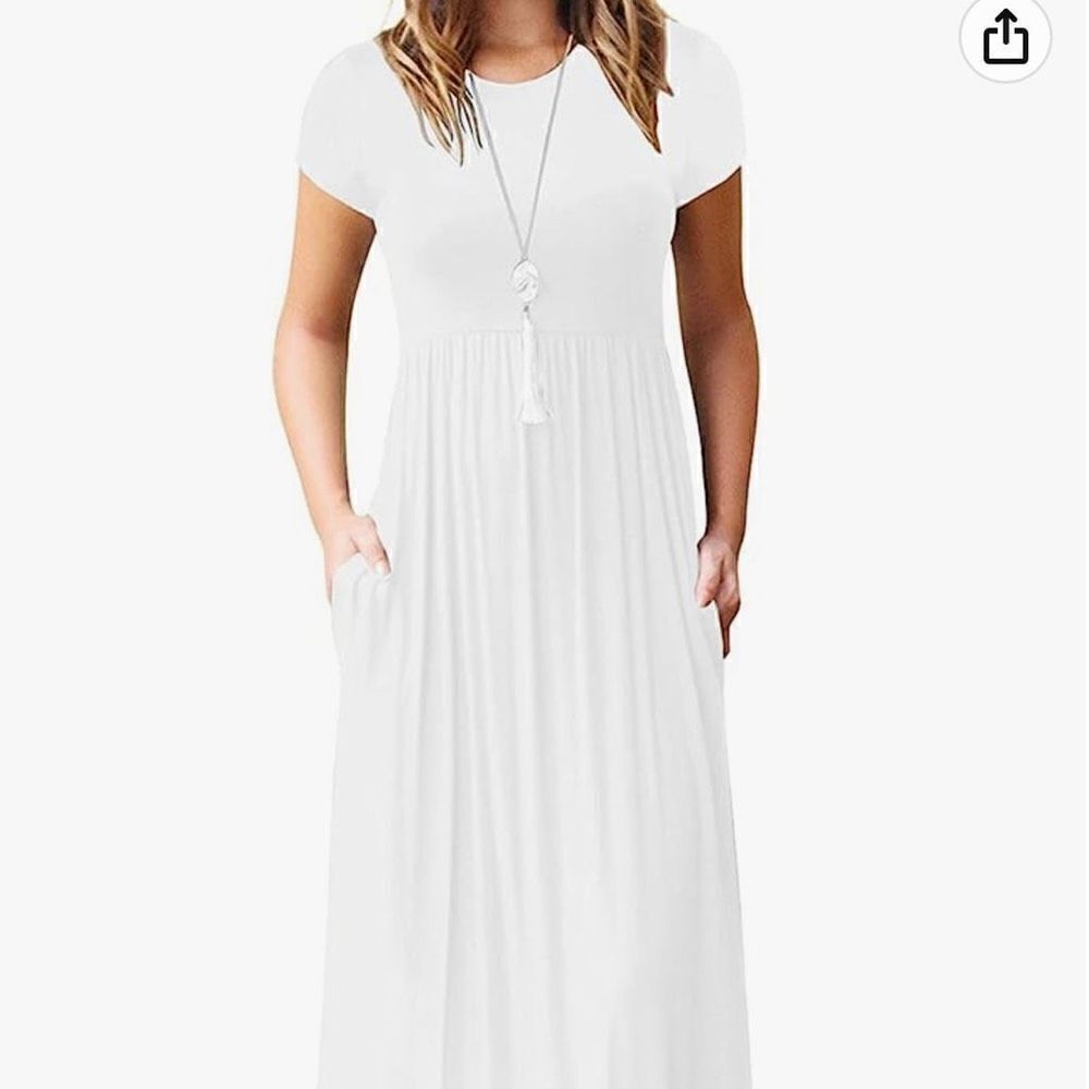 VIISHOW NEW simple scoop neck stretch maxi dress with pockets L